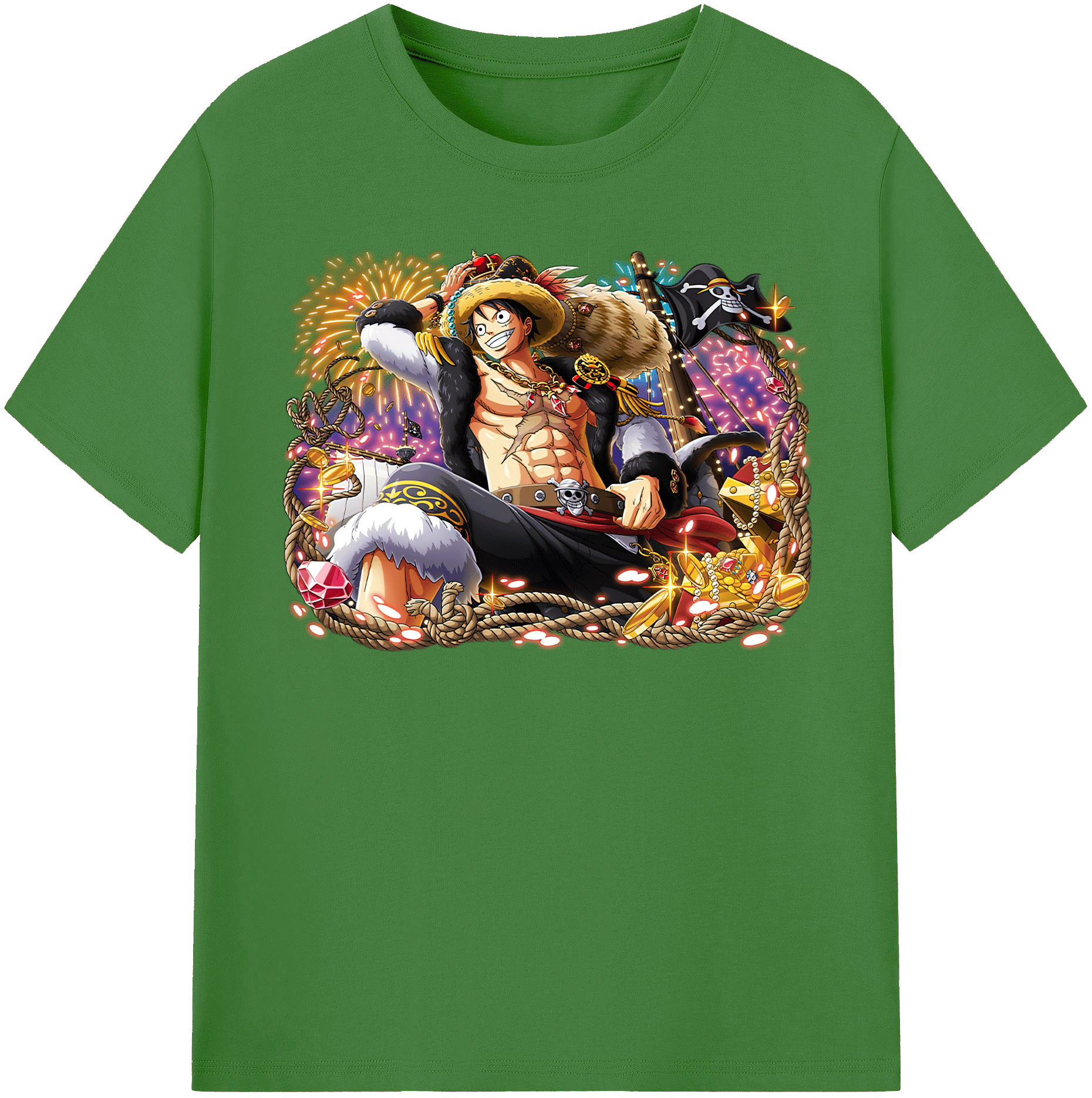 ワンピース モンキー・D・ルフィ ONE PIECE Monkey D. Luffy レディースカジュアルプリントTシャツ（綿100％）
